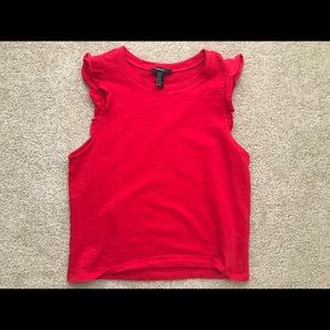Red, cotton, semi fitted, crop top
